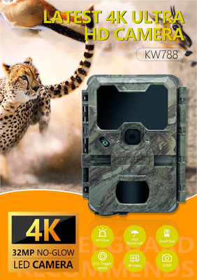 KW788 Wildlife Trail Camera jachtcamera waterdicht 4K 32MP nachtzicht waterdicht infraroodcamera boscamera