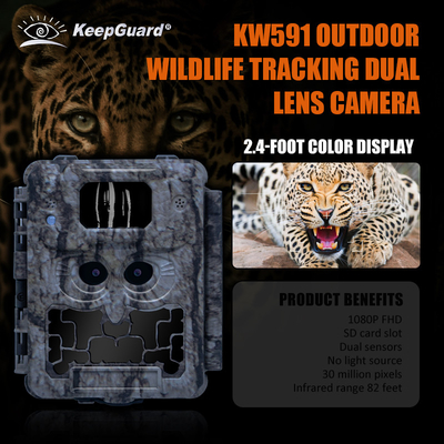 KW591 wildlife outdoor jachtcamera zonder gloed Twee sensor 1080P FHD jachtcamera nacht viison CMOS dubbele lens