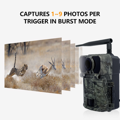 4G OEM/ODM draadloze proefcamera KW895 30MP 0,25s trigger snelheid ingebouwd in SIM-kaart IP67