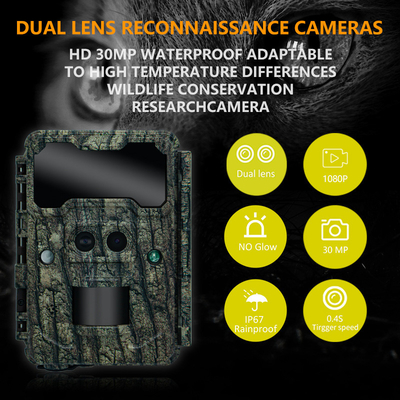 Outdoor jachtcamera KW696 dubbellens 30MP waterdicht IP67 1080p nachtzicht tot 512GB opslag