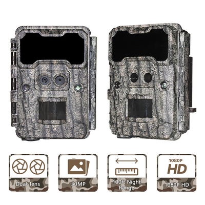 Outdoor jachtcamera KW696 dubbellens 30MP waterdicht IP67 1080p nachtzicht tot 512GB opslag