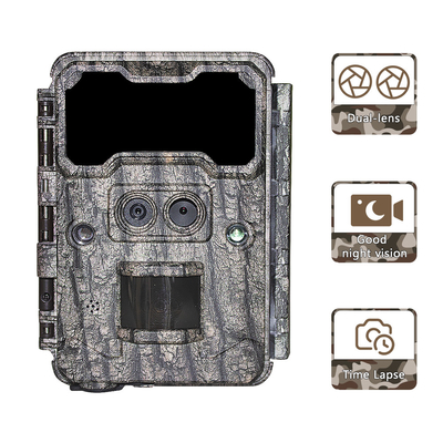 Outdoor jachtcamera KW696 dubbellens 30MP waterdicht IP67 1080p nachtzicht tot 512GB opslag