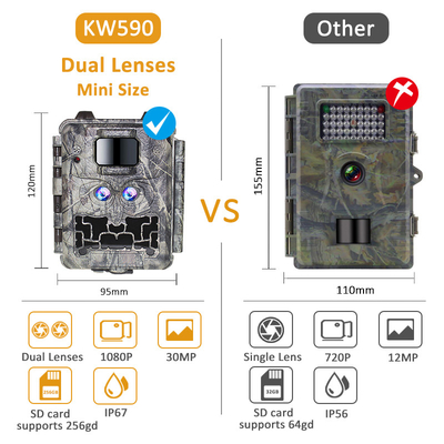 30MP No-Glow LED Trail Camera voor Nachtzicht Jagen met 1080P Video en 512GB Memory Card Capaciteit