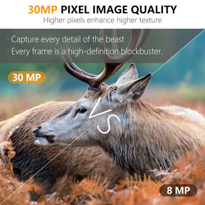30MP HD jachtcamera's met lichtvrije LED-nachtzicht en PIR-functie voor wildbewaking