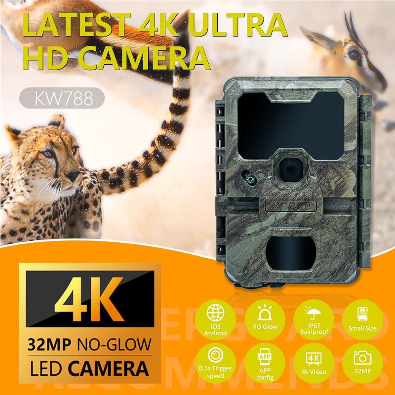 Wildlife Monitoring Camera Night Vision 0.1s Capture Speed 32MP 4K Jachtcamera Waterdicht IP67 Dierenobservatie Camera jacht accessoires