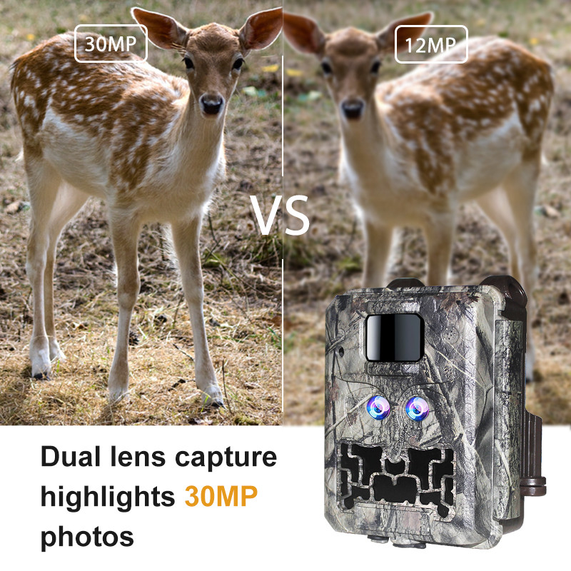 Jachtcamera KW591 zonder gloed dubbele sensoren 1080P waterdicht IP67 0.4s trigger snelheid tot 512GB opslag Jachtcamera