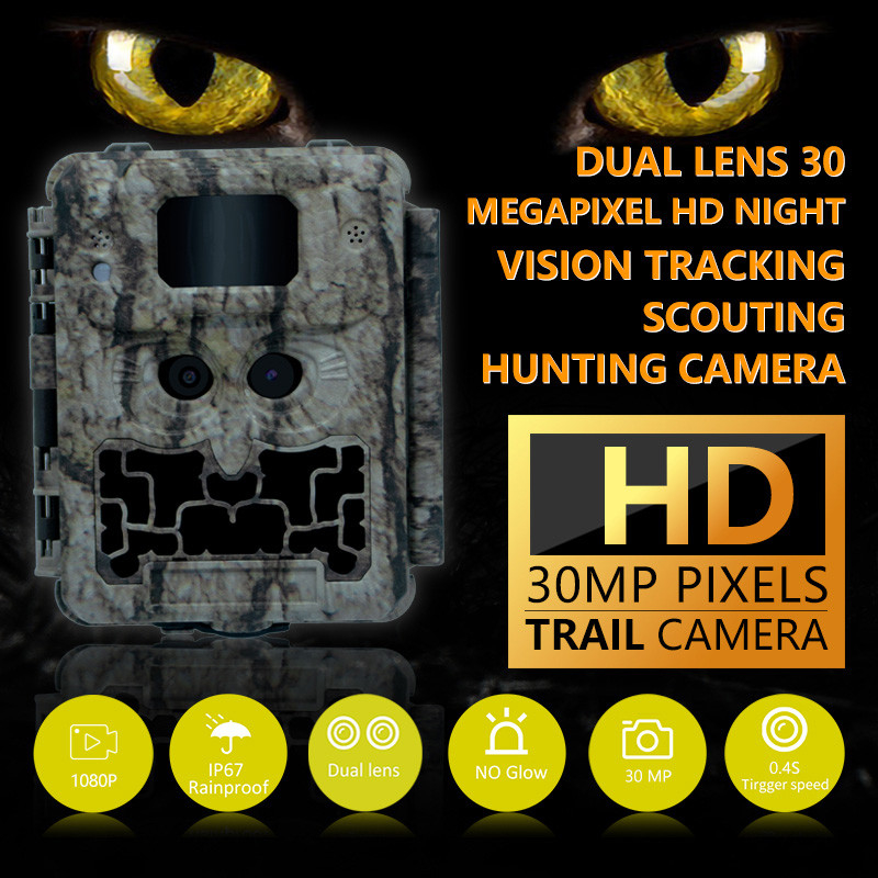 30MP No-Glow LED Trail Camera voor Nachtzicht Jagen met 1080P Video en 512GB Memory Card Capaciteit