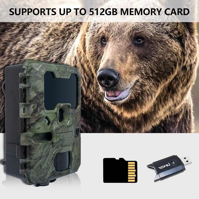 Trailcamera KW866 met WIFI-verbinding 0.25s trigger snelheid waterdicht IP67 tot 512GB opslag 32MP 4K bij 30fps voor buck shot