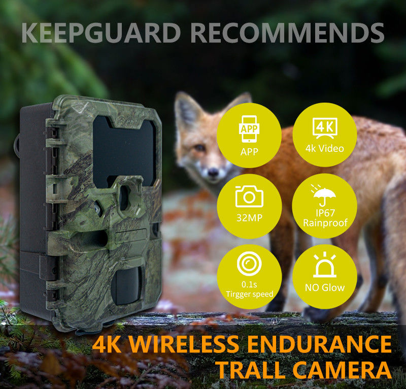 Nieuwste WIFI jachtcamera KW866 met waterdicht IP67 512GB opslag 32MP 4K video 0,25 trigger snelheid voor hertenjacht